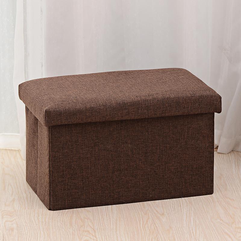 大号可坐人棉麻收纳凳沙凳换鞋凳布艺折叠储物凳玩具收纳箱_2 棕色长方形