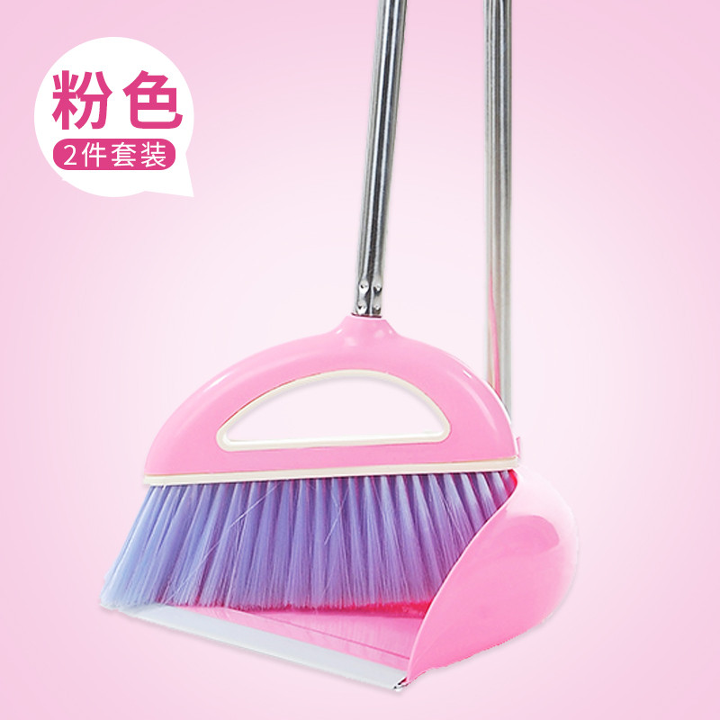 扫把簸箕套装组合家用软毛刮水器地刮卫生间扫地魔法扫帚_35 粉色套装