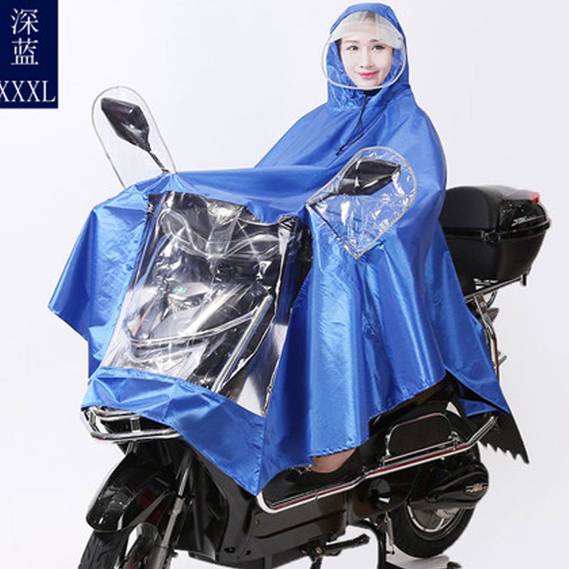 雨衣电动电瓶车自行车成人单人摩托男遮雨披加大加厚骑行挡雨创意简约家居家晴雨用具_1 5XL深蓝舒适型