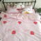 北欧简约格子条纹四件套1.8/2.0m纯色被套床单学生宿舍床上三件套_4_9 1.8m（6英尺）床 玫红色草莓仙子-图片色