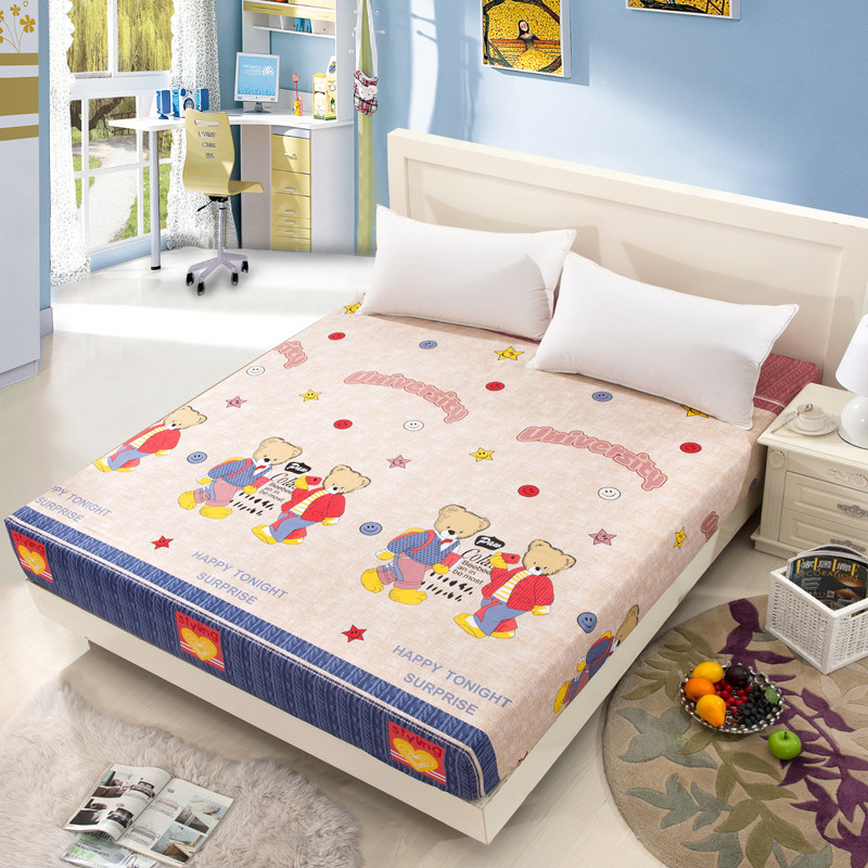 特价纯棉床笠加高全棉床罩床垫保护套单件床单1.51.8米 135cmx200cm 开心小熊