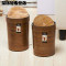 韩式家用杂物桶木纹圆形垃圾桶摇盖木头色收纳筒木质地板多色多款生活日用家庭清洁清洁用品清洁工_1 7升深色有盖+垃圾袋