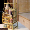 北欧大号透明玻璃化妆品收纳盒翻盖有盖桌面化妆盒梳妆台整理盒_2 金色托盘