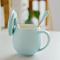 杯子大肚陶瓷杯早餐牛奶杯水杯咖啡杯马克杯带盖带勺情侣杯生日_1 蓝色瓷盖配勺