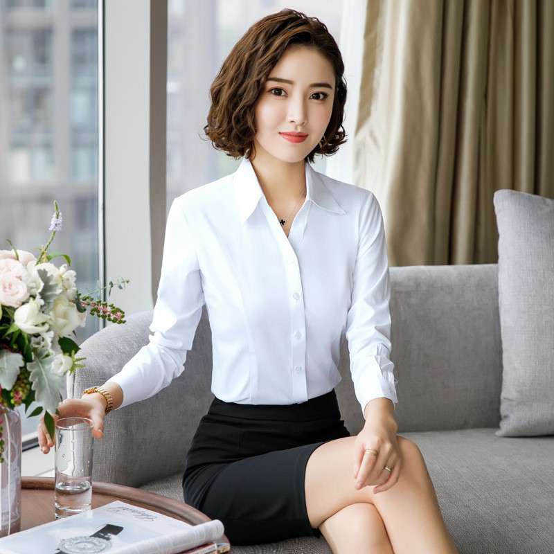 mr female/女先生女士衬衫 2018秋冬新款女式衬衫半裙套装职业长袖