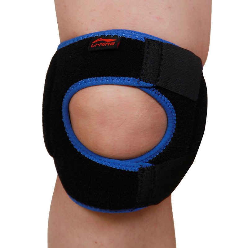 李宁护膝男女通用篮球羽毛球训练健身运动装备护髌骨带【单只装】LQAH912 黑色【单只装】 S/M