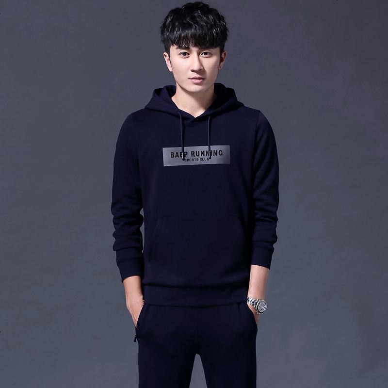 迈特斯BOBO Angel连帽卫衣男士春秋款韩版潮套头帽衫秋季休闲运动服套装男2018新款促销特卖 3XL 5269蓝色
