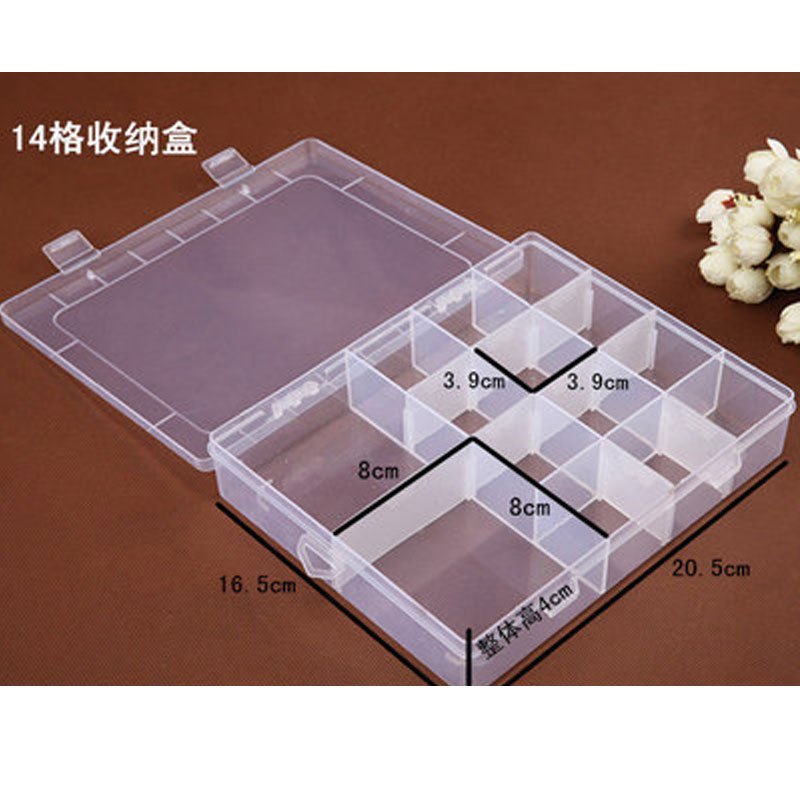 趣涉家居透明多格塑料首饰玩具耳钉储物盒五金配件工具串珠收纳盒生活日用收纳用品收纳盒居家 14格