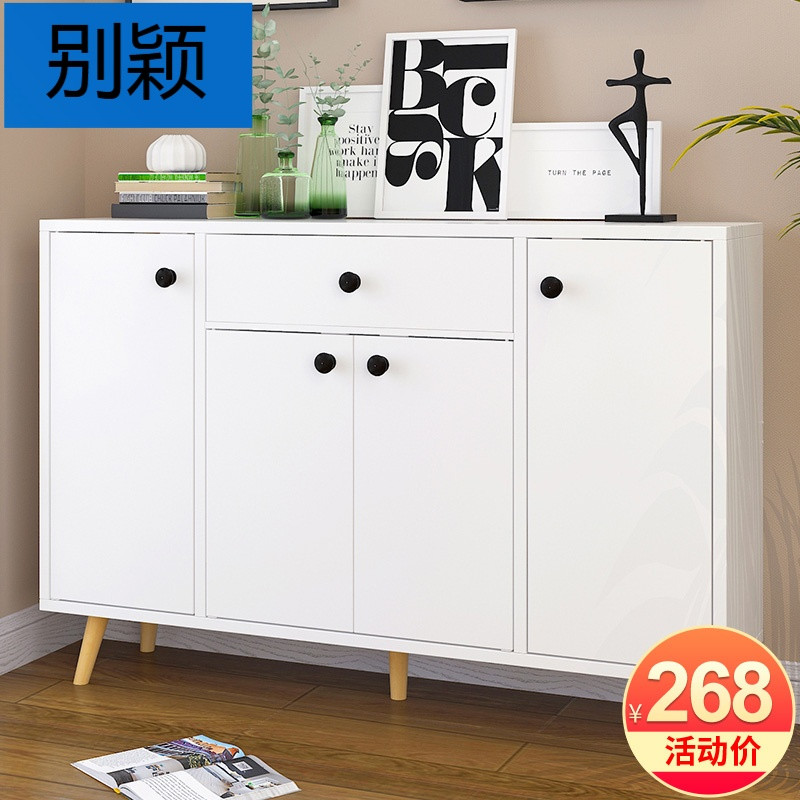 别颖鞋柜简约现代厅柜简易口鞋架经济型多功能储物柜子省空间家用_9 B款120cm全暖白
