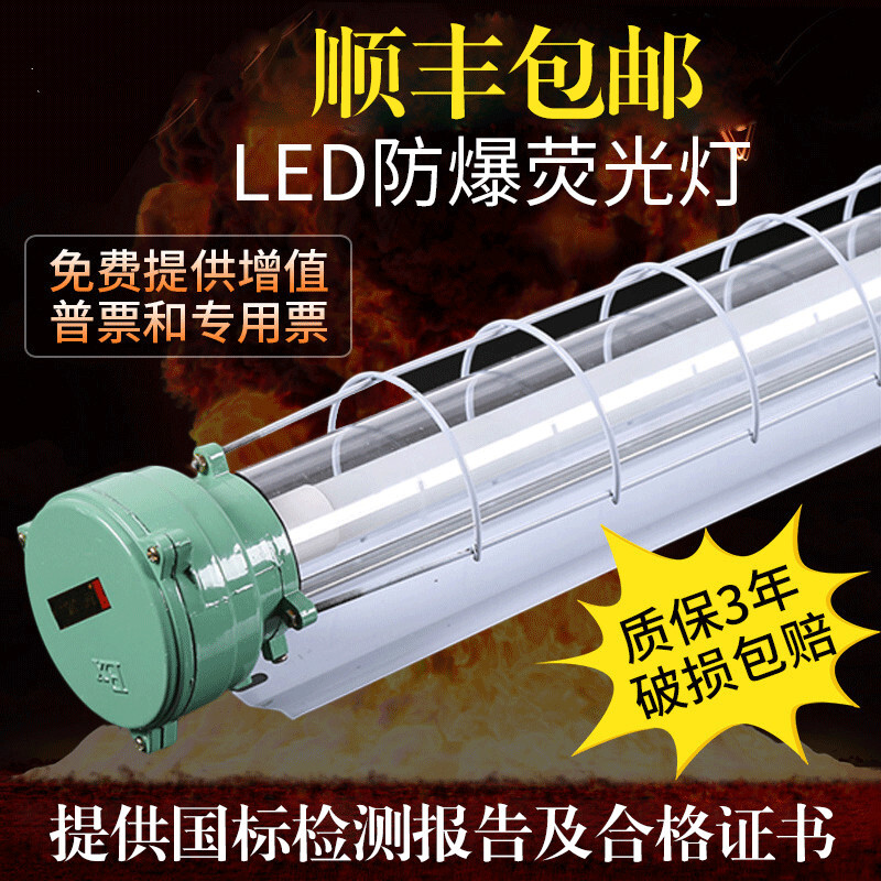 国标LED防爆灯隔爆型荧光灯1*40W单管2*40W双管防潮灯三防日光灯 默认尺寸 1.2m单管led光源20w