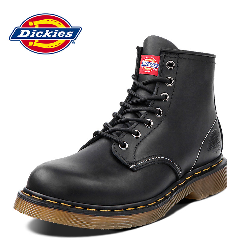 Dickies工装鞋2019秋冬男真皮厚底户外马丁鞋欧美风潮流男鞋休闲大头皮鞋174M50LXS61 黑色 43码