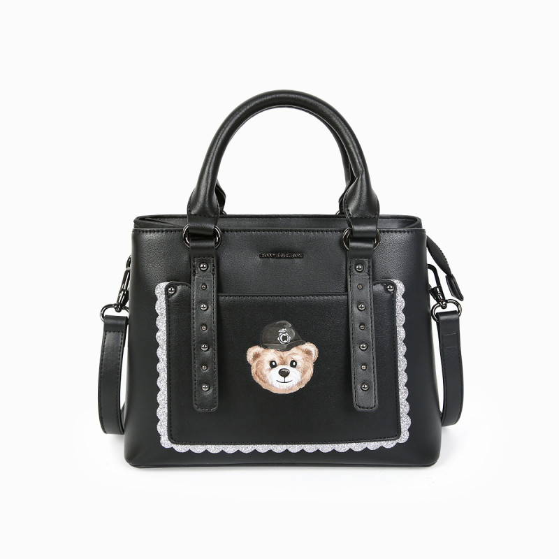 DANNY BEAR JEANS时尚百搭JEANS熊女式手提斜挎包DJB8816263B 黑色