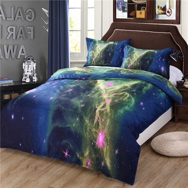 3D梦幻星空四件套创意立体夏季床单被套学生宿舍单人床三件套_1 二件套/被套+枕套 XK-004