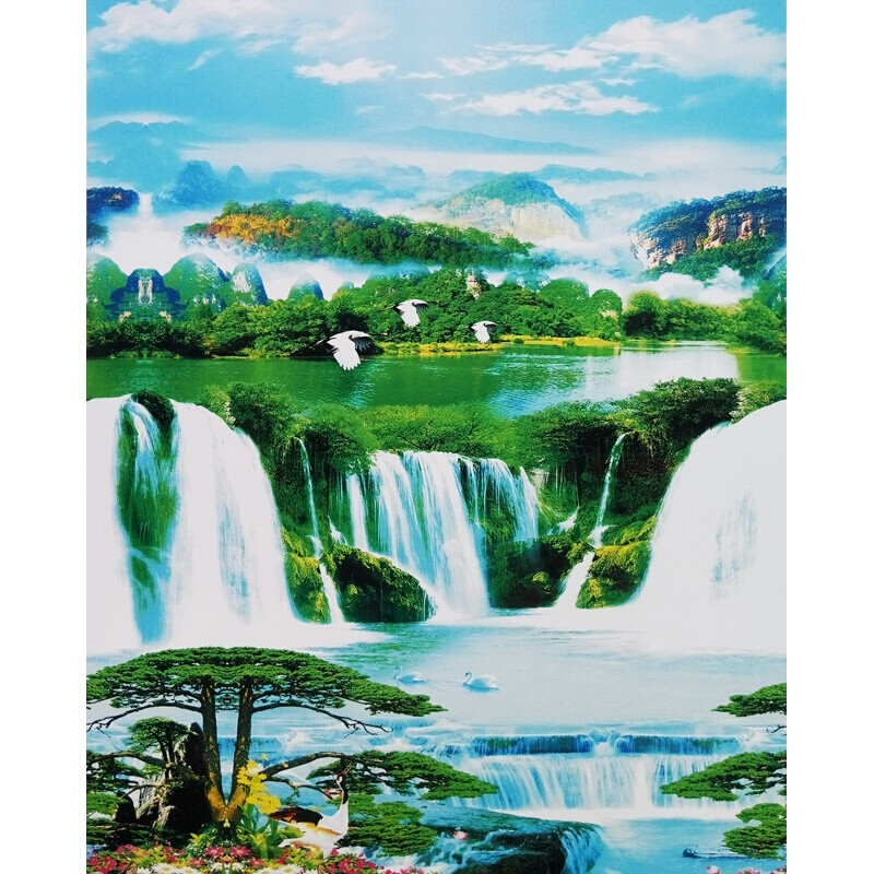 风景窗帘卷帘加厚全遮光拉链式窗户升降手动卧室家用防晒手拉防水_8 默认尺寸 迎客松