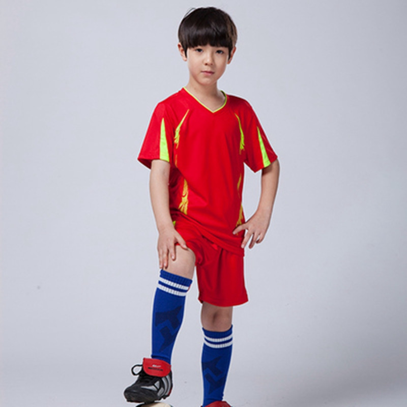 新款儿童足球服套装男女定制短袖足球训练班服小孩学生球衣队服夏_2_5 XXS 红色