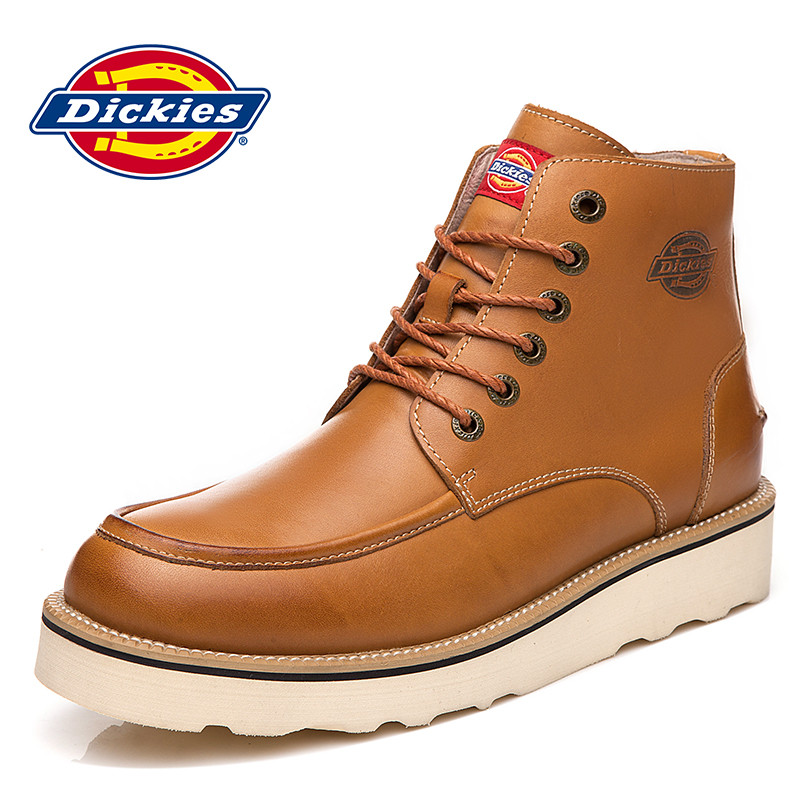 Dickies冬季工装靴男高帮厚底真皮大头皮靴男复古户外潮流休闲靴174M50LXS55 棕色 41码