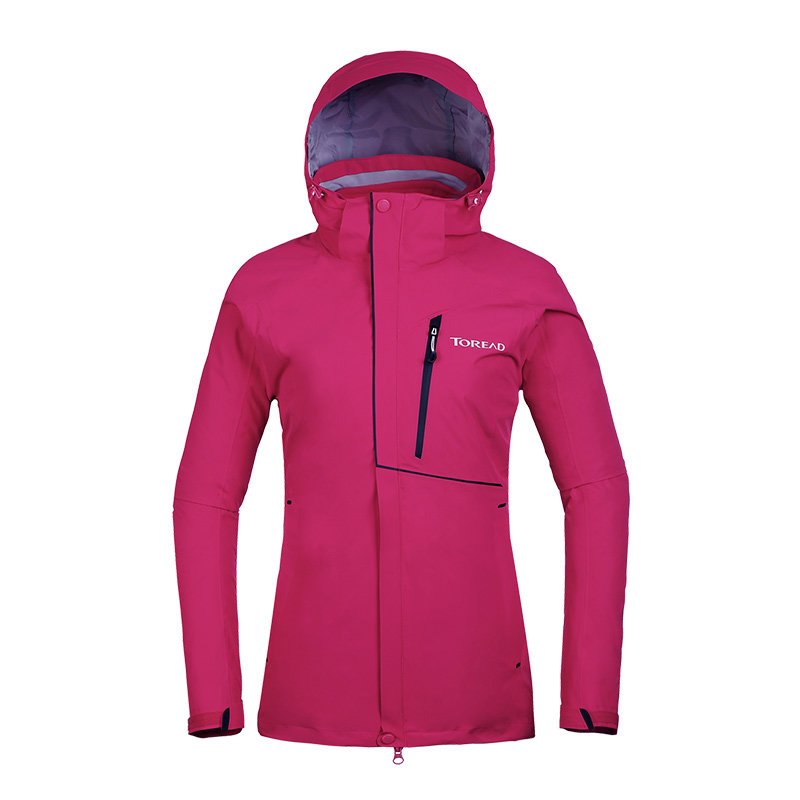 探路者秋冬户外男式套绒冲锋衣两件套防水透湿反光印花KAWF91393_1 3XL KAWF92392-A49X胭脂红女