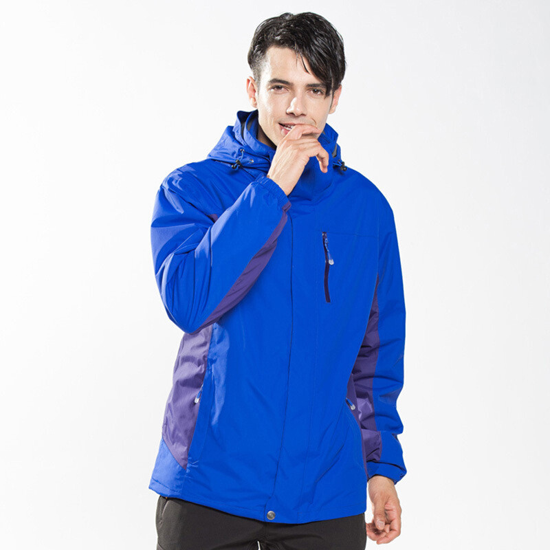 冲锋衣男三合一两件套户外服内胆可拆登山服秋冬保暖防风透气_9 XXL 男-彩蓝
