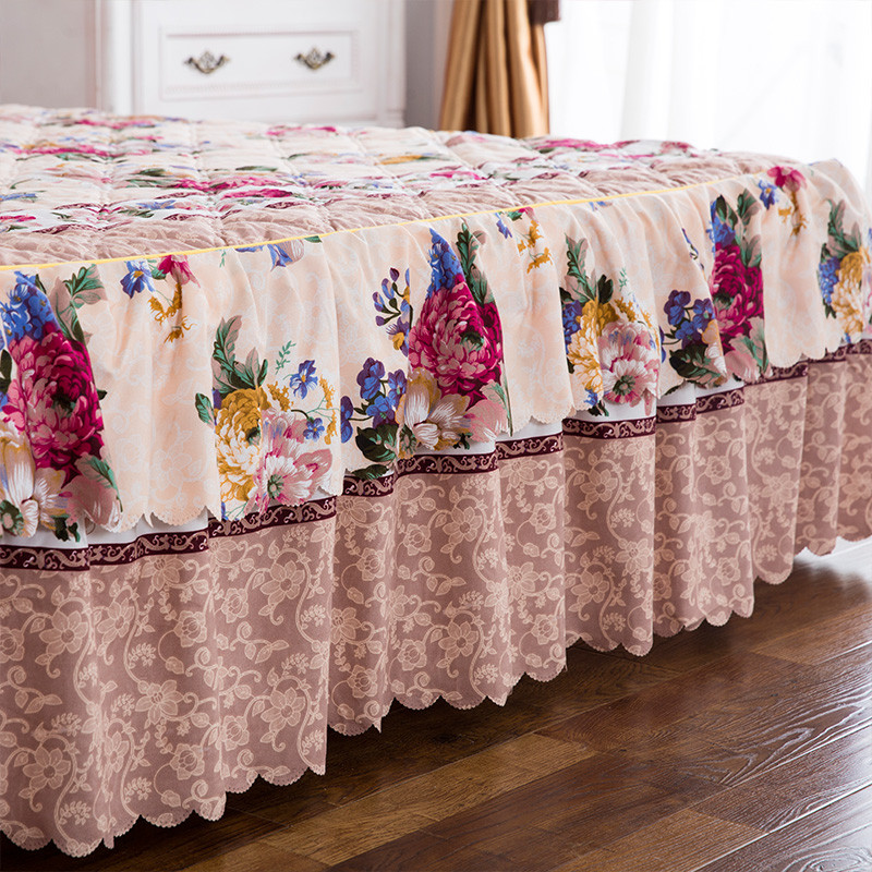 韩版床裙式四件套加厚夹棉床罩磨毛4件套床套被套1.8米2.0米床_4_9 花舞动人