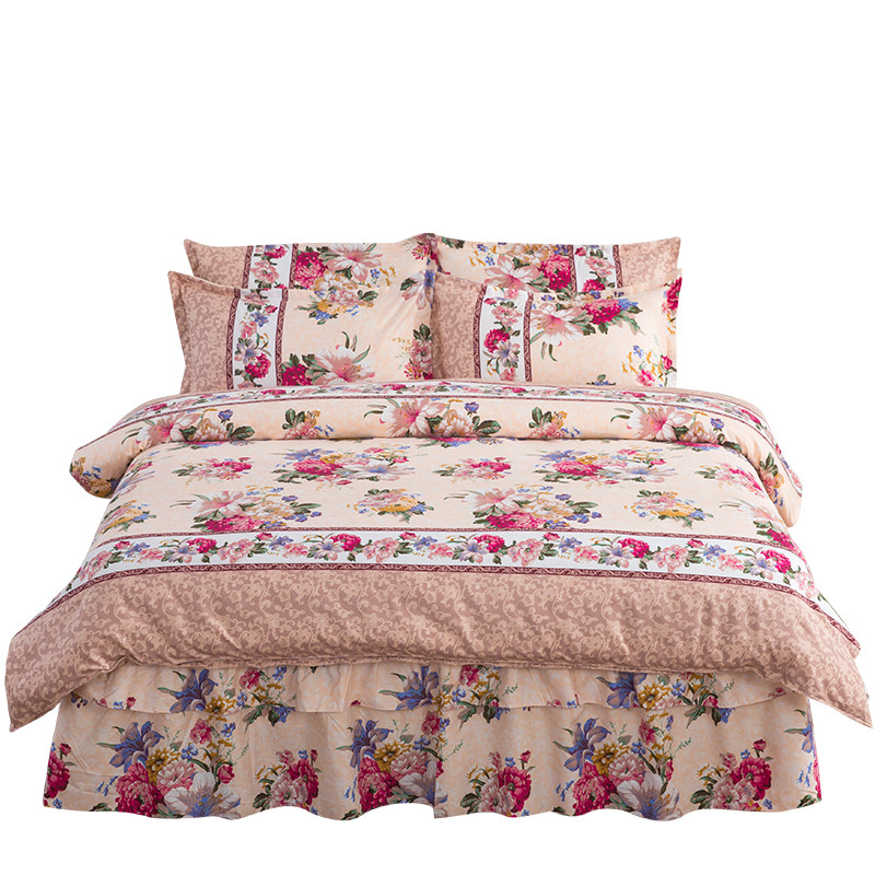 韩版床裙式四件套加厚夹棉床罩磨毛4件套床套被套1.8米2.0米床_4_9 爱的告白-雪