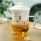 哲飞家居玻璃杯子带盖茶水分离杯加厚陶瓷过滤泡茶杯子办公室花茶杯通用简约家居器皿水具水 350ml小蔷薇