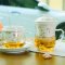 哲飞家居玻璃杯子带盖茶水分离杯加厚陶瓷过滤泡茶杯子办公室花茶杯通用简约家居器皿水具水 350ml倾城之恋