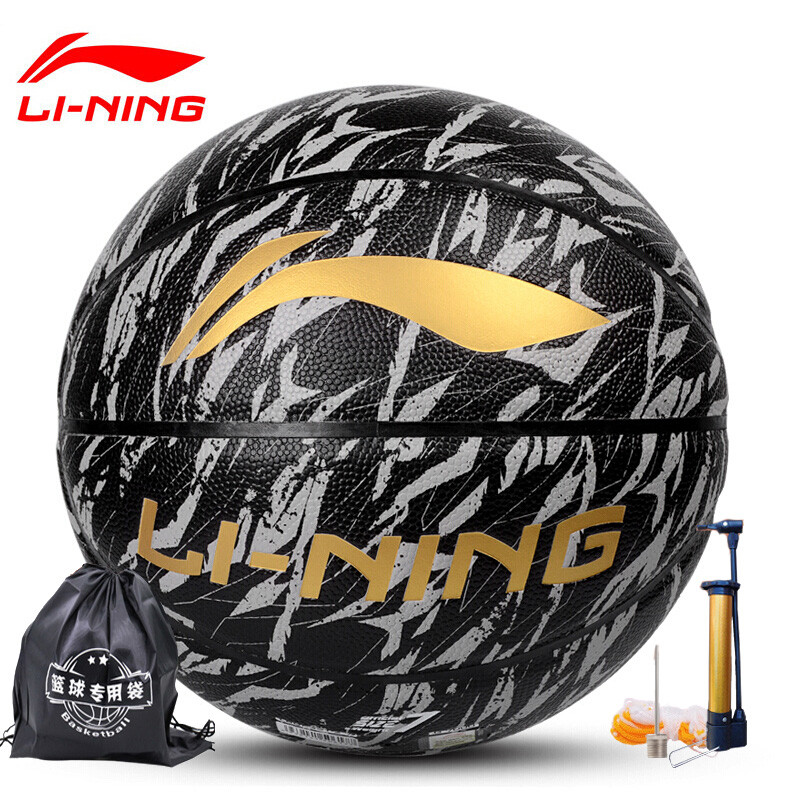 李宁(LI-NING)篮球成人青年专业比赛训练7号球室内室外耐磨吸湿蓝球男女儿童青少年【351迷彩篮球7号球】 狼烟彩黑351-7号迷彩篮球