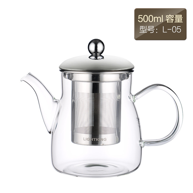 KAMJOVE/金灶 明尊 泡茶壶泡茶杯飘逸杯茶道杯耐热玻璃茶具水杯304不锈钢过滤花茶壶 L-05