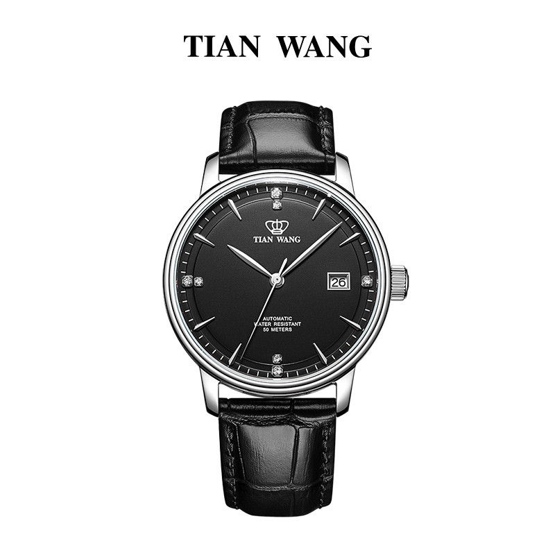 天王表（TIAN WANG）手表 昆仑系列自动机械表正品防水男表休闲时尚女士手表情侣手表51001 黑色男表