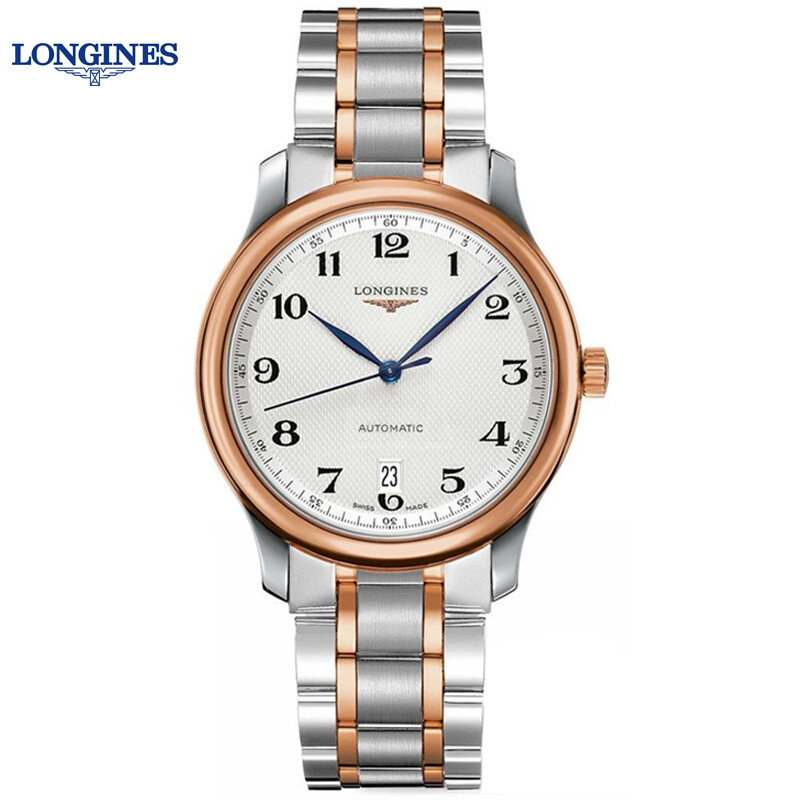 瑞士浪琴(longines)手表名匠系列自动机械男士腕表38.5mm.57.7镶钻间金黑盘_1 L2.628.5.79.7数字玫瑰金白盘