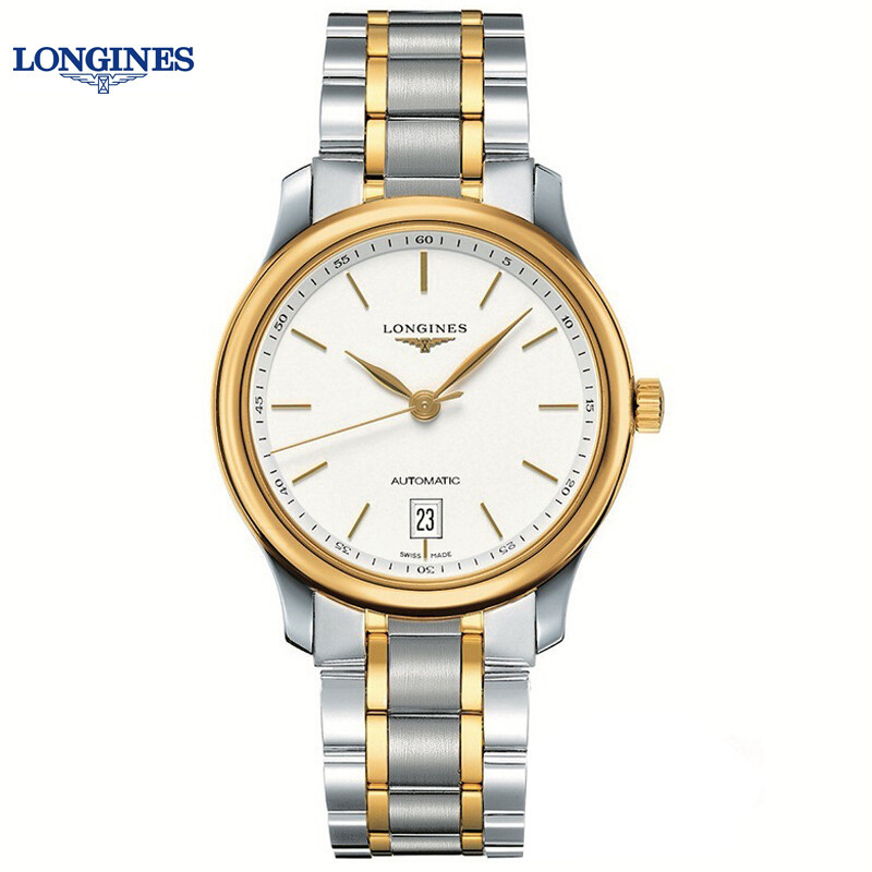 瑞士浪琴(longines)手表名匠系列自动机械男士腕表38.5mm.57.7镶钻间金黑盘_1 L2.628.5.12.7条形间金白盘