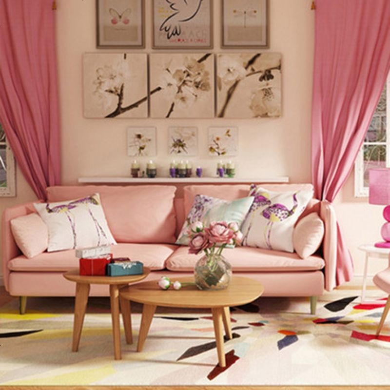 北欧风格家具客厅宜家小户型整装可拆洗三四人位现代简约布艺沙发_310_472 大脚踏（85*85*42）_粉红色