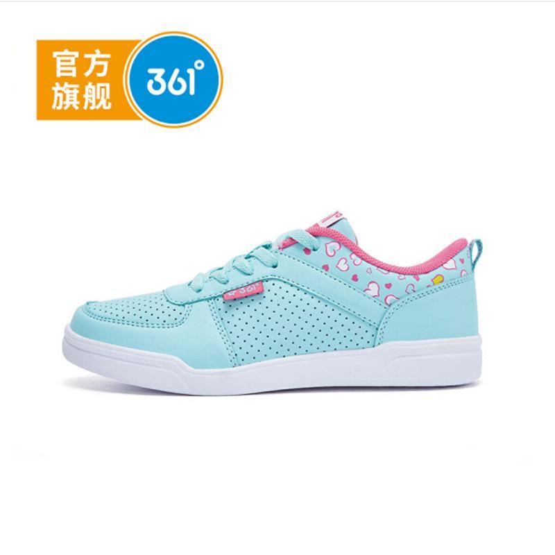 361°361度童鞋女童运动鞋中大童滑板鞋儿童运动鞋 34 月/浅红