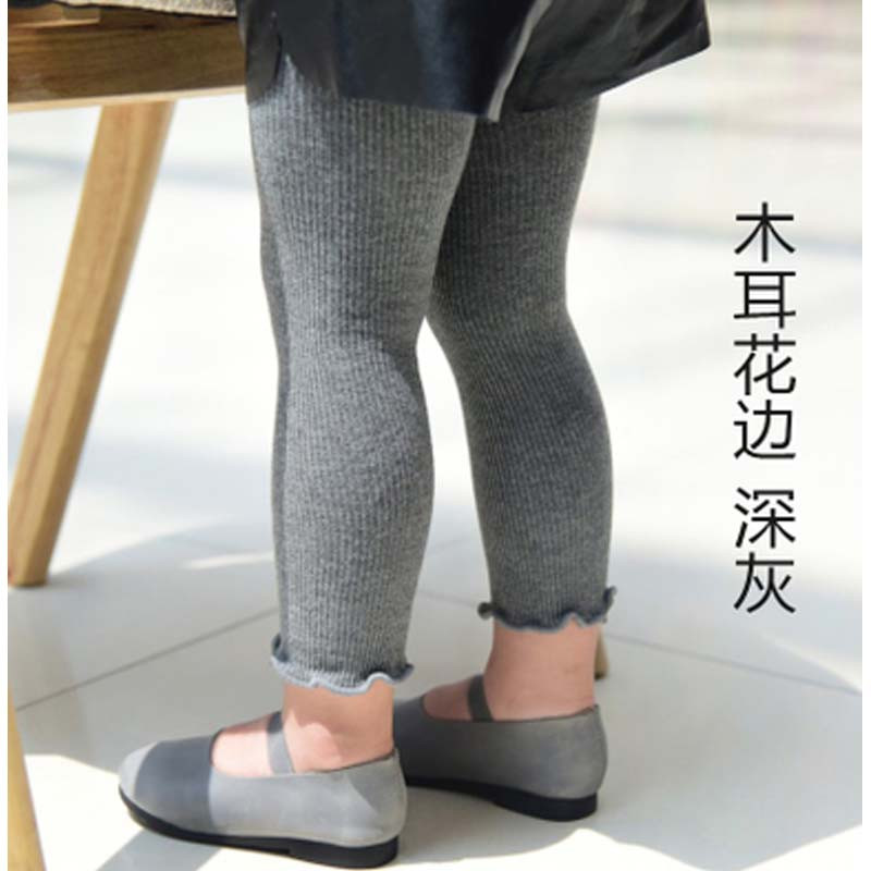 女宝宝打底裤女春秋季薄款婴儿大PP连裤袜女童打底袜儿童裤袜通用简约婴童袜裤 S码开裆款【建议身高65-80cm】 木耳花边深灰
