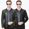 海宁真皮皮衣男山羊皮正品新款翻领皮夹克修身商务休闲头层绵羊皮秋季新款西装款真皮皮衣修身西服外套皮夹克薄 2238翻领蓝色加绒 170/M