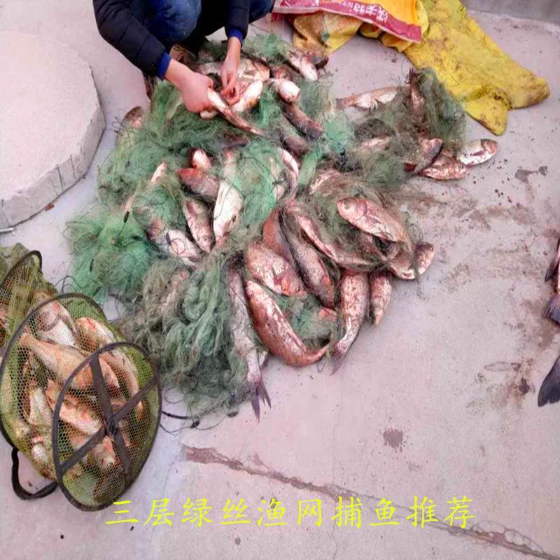 粘网丝网粘网渔网3米4米5米高加粗三层粘渔网鱼网100米长捕鱼渔具_5_9 加重三层沉网5米高5指100米长