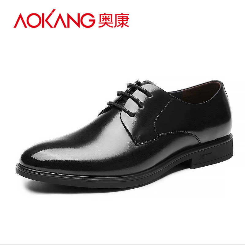 奥康(AOKANG)男鞋商务皮鞋正装皮鞋男士低帮系带英伦商务休闲鞋 男 黑色 43码