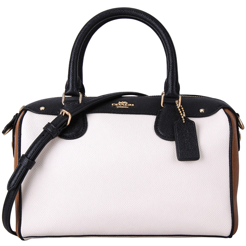 COACH 蔻驰 女士白色拼色皮质手提肩背斜挎桶包 F28956 IMCAH 白色拼色