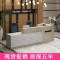 收银台公司前台接待台吧台柜台防大理石纹烤漆前台桌迎宾台咨询台_678_719 蓝白亚光免漆__右高标准款_200x60x100cm
