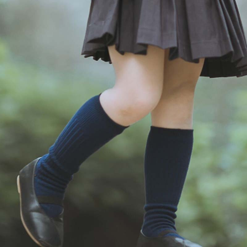 女童卡通立体中筒袜女宝宝长耳兔子长筒袜儿童过膝高筒袜半截袜子可爱卡通婴童袜子 M建议3-5岁 藏青色光板
