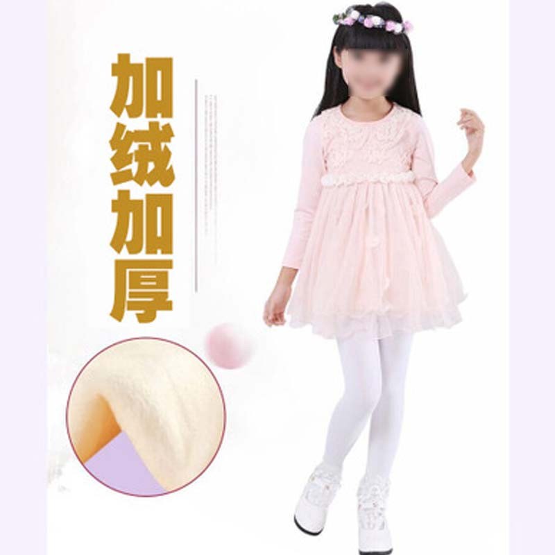 儿童舞蹈袜连裤袜白色夏季女童芭蕾袜子练功裤袜长筒丝袜通用简约清新婴童袜裤 S建议身高70-90厘米 白色加绒加厚款
