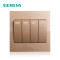 西门子（SIEMENS）开关电源插座面板悦动香槟金五孔USB一开带16A空调86型家用墙壁 四开单控带荧光 悦动香槟金系列