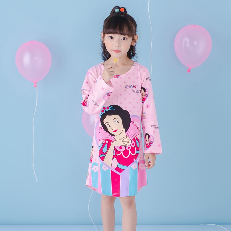 爱心鼠(Aixinshu) 长袖儿童睡裙春秋季薄款女孩睡衣居家服 春秋天卡通中大女童连衣裙5635 10码 5号款