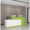 前台接待台简约现代时尚超市收银台迎宾吧台桌大气烤漆转角柜台桌_33_229 哑光绿配白右高_160x60x100cm