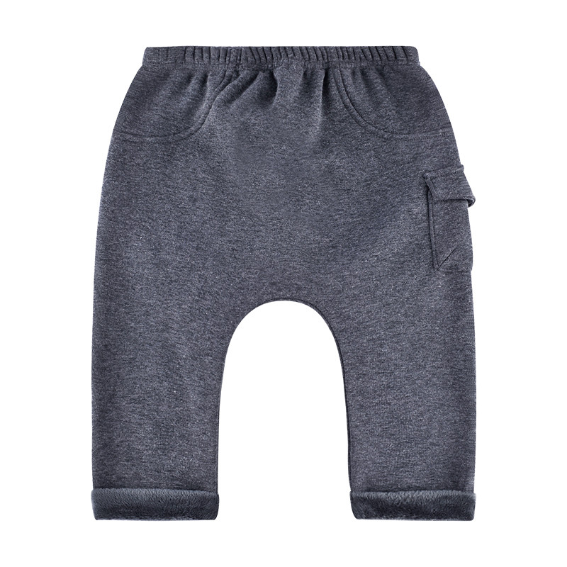 angeeb宝贝心语宝宝秋冬加绒侧兜哈伦裤时尚休闲外出裤子 90cm 黑色