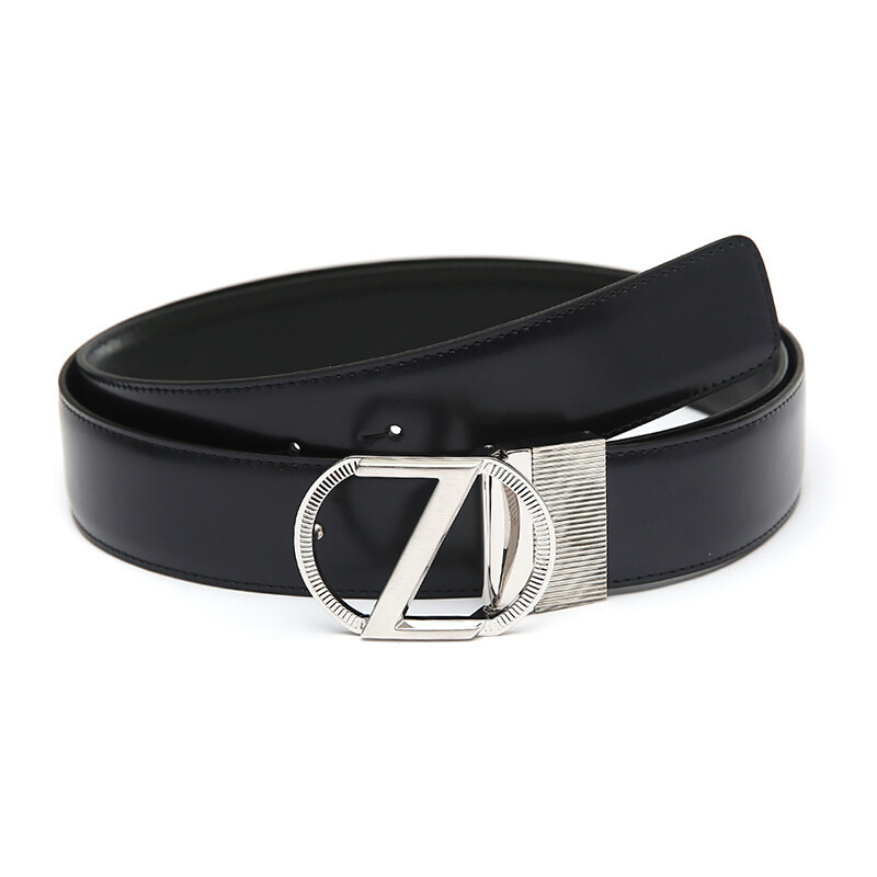 Z ZEGNA 杰尼亚男士海军蓝牛皮银色Z字板扣腰带BSHIG2980A NVN 110 110cm 深蓝色