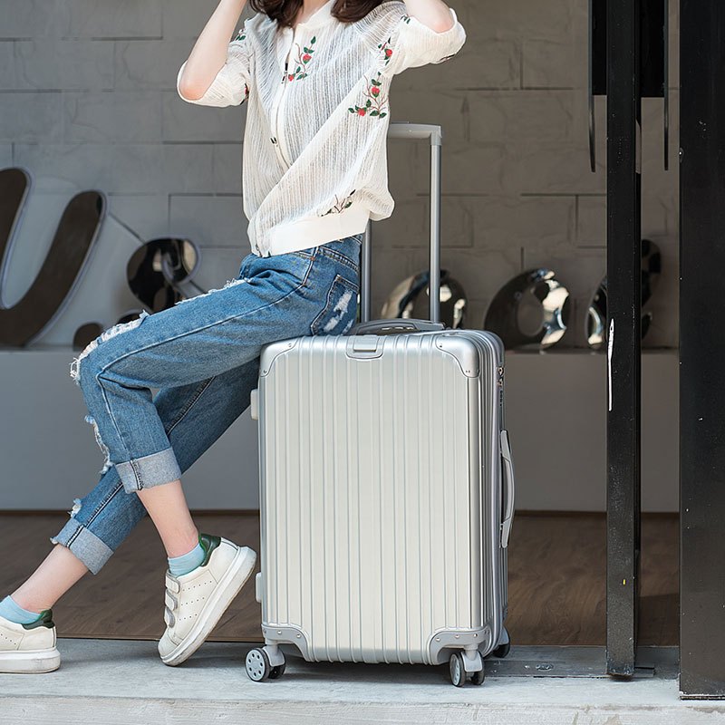 迷你登机箱18寸行李箱包女士24小型旅行箱子商务拉杆箱男20寸韩版_39 22寸 银色（豪华款）拉丝防刮