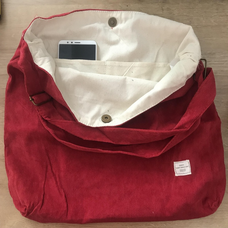 韩版慵懒风小清新复古灯芯绒女单肩包文艺森系chic手提袋帆布包_2 斜挎包灯芯绒大红