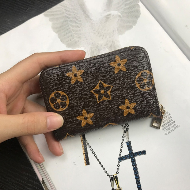 欧美女式多卡位男士风琴信用卡套汽车卡包大容量零钱包驾驶证卡夹_2 老花咖啡色