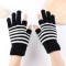 半指手套男女士保暖毛线漏二指学生写字工作骑行车露手指头秋冬季_2 咖啡色条纹二指